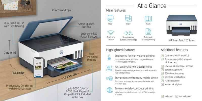 HP Smart Tank 720 All-in-One (6UU46A) Temel Özellikler