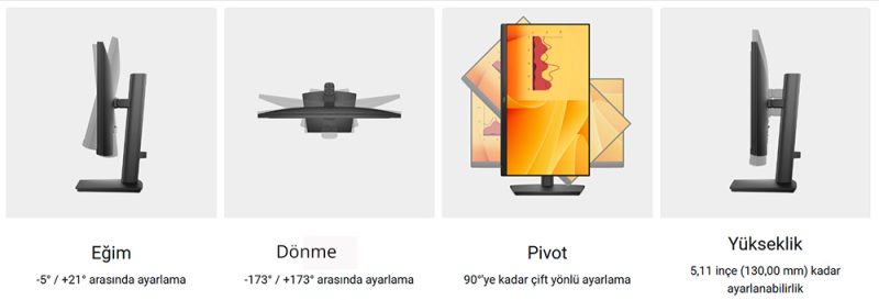 Dell Pro 22 Ayarlanabilir Stand Monitör - E2225HSM Dell Pro 22 Ayarlanabilir Stand Monitör - E2225HSM Ayarlar