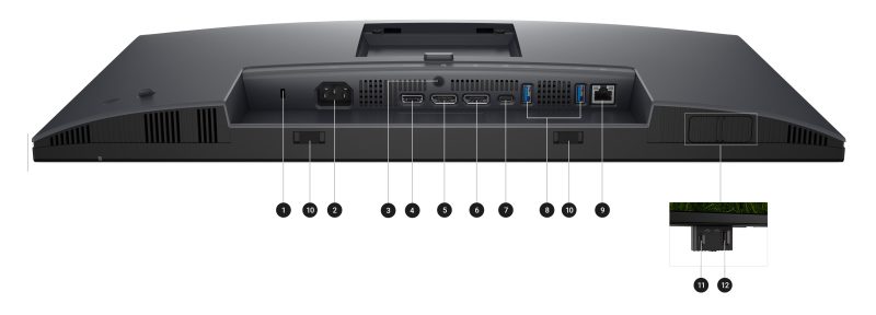 Dell Pro 24 Plus QHD USB-C Hub Monitör P2425DE Dell Pro 24 Plus QHD USB-C Hub Monitör P2425DE Bağlantı Noktaları ve Yuvalar