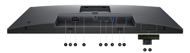 Dell Pro 27 Plus QHD Monitor P2725D Bağlantı Noktaları ve Yuvalar