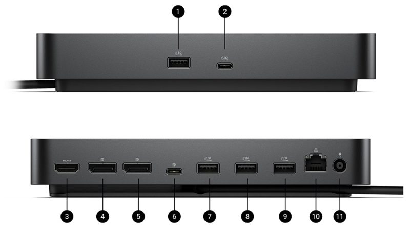 Dell Dell Pro Dock WD25 Bağlantı Noktaları ve Yuvalar