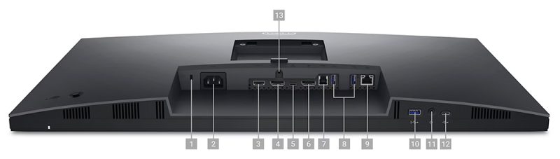 Dell Pro 27 Plus Video Konferans Monitörü P2724DEB Dell Pro 27 Plus Video Konferans Monitörü P2724DEB Bağlantı Noktaları ve Yuvalar