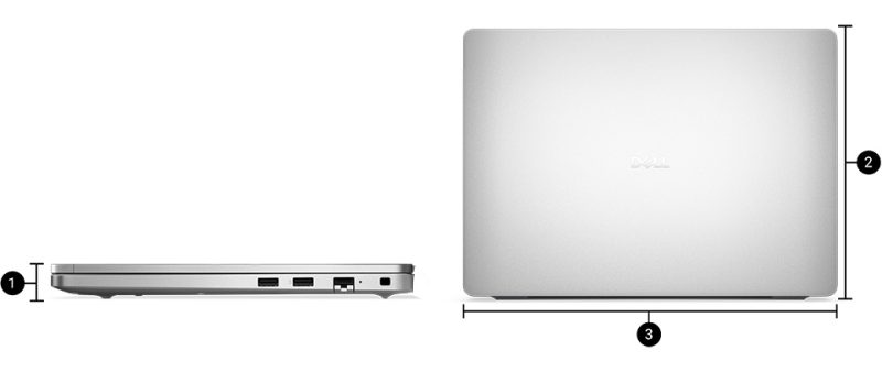 DELL Pro 14 Notebook U7 16/512 W11P DELL Pro 14 Notebook Boyutlar ve Ağırlık