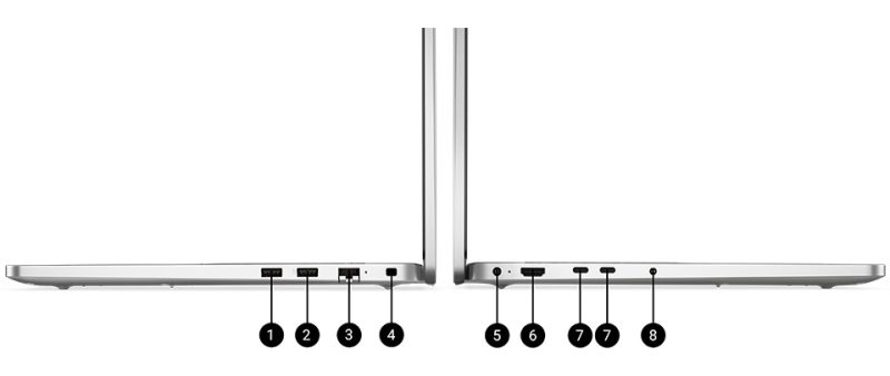 DELL Pro 16 Notebook AI5 16/512 FDOS DELL Pro 16 AMD Notebook Bağlantı Noktaları ve Yuvalar