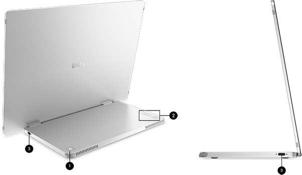 Dell Pro 14 Plus Taşınabilir Monitor P1425 Dell Pro 14 Plus Portable Monitor P1425 Bağlantı Noktaları ve Yuvalar