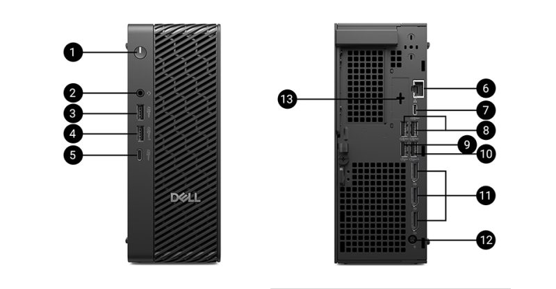 DELL Pro Max Micro Bağlantı Noktaları ve Yuvalar