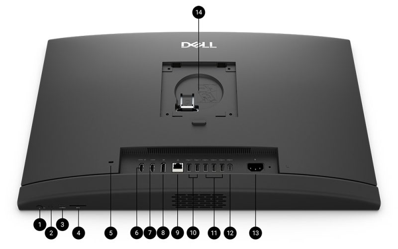 DELL Pr0 24 AIO Bağlantı Noktaları ve Yuvalar Arka