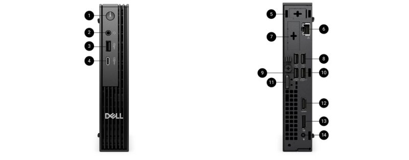 DELL Pro Micro PC U7 16/512 W11P DELL Pro Mikro Bağlantı Noktası ve Yuvalar