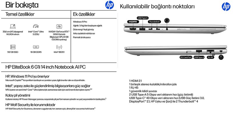  G1i 14 inch Notebook AI PC Özellikler