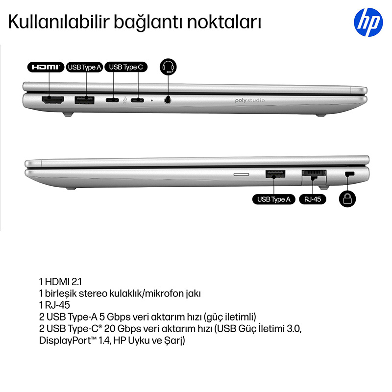 HP ProBook 4 G1i 14 Bağlantı Noktaları