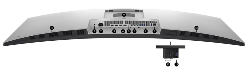 Dell UltraSharp 52 Thunderbolt Hub Monitör - U5226KW Bağlantı Noktaları ve Yuvalar